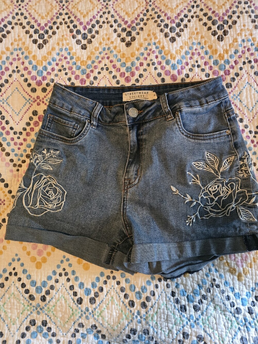 Streetwear Society medium-wash denim shorts,